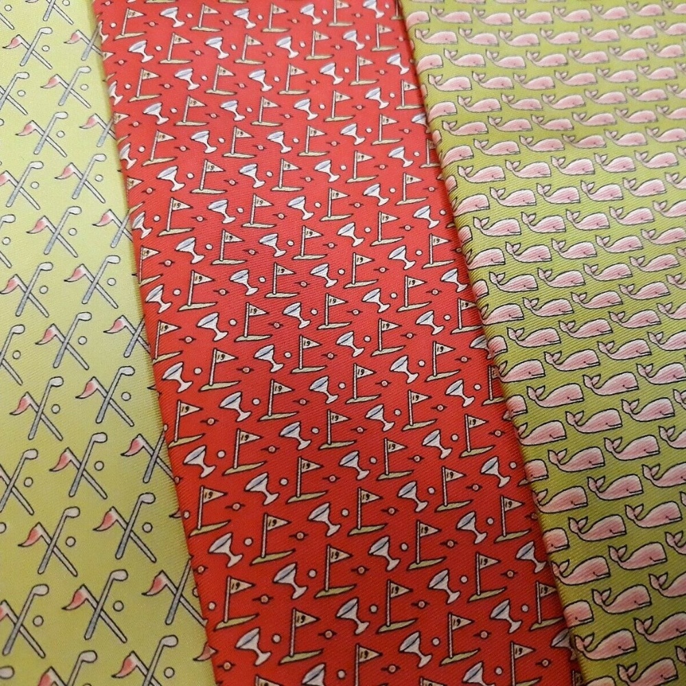 Sero England Whales Martini Golf LOT 3 SILK TIES Preppy Country Club 60" Long - Picture 2 of 5